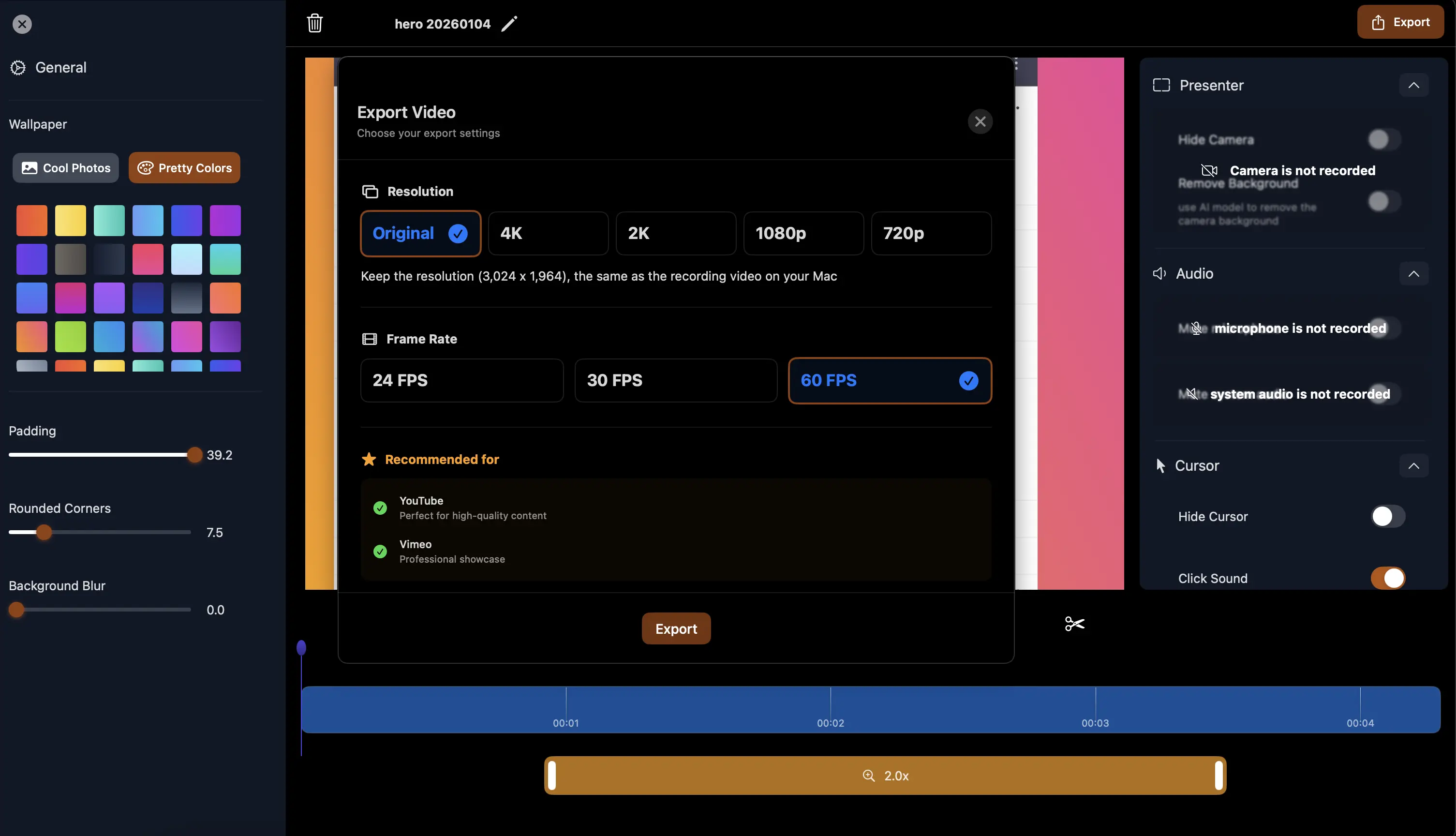 One-click export with smart presets for YouTube, TikTok, Instagram, and more.